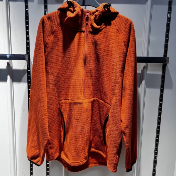 Men’s Coral Orange Half-Zip Hoody | 240g Polar Fleece + 150g Mesh | Custom Logo | Bulk Wholesale