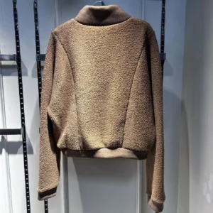 Women’s Honey Brown Hoody | 400g Striped Sherpa Fleece | Custom Logo | Bulk Wholesale