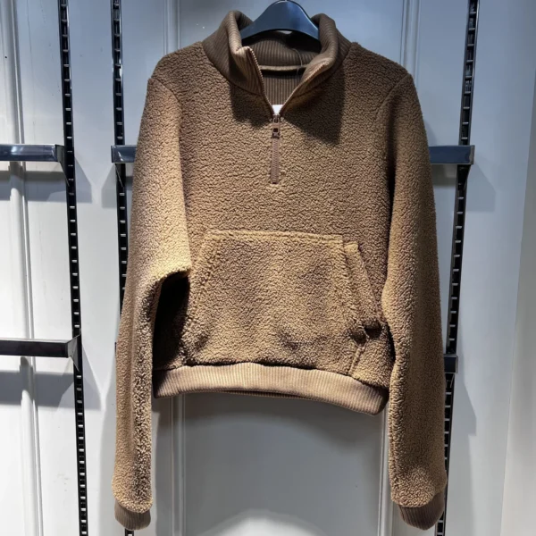 Women’s Honey Brown Hoody | 400g Striped Sherpa Fleece | Custom Logo | Bulk Wholesale