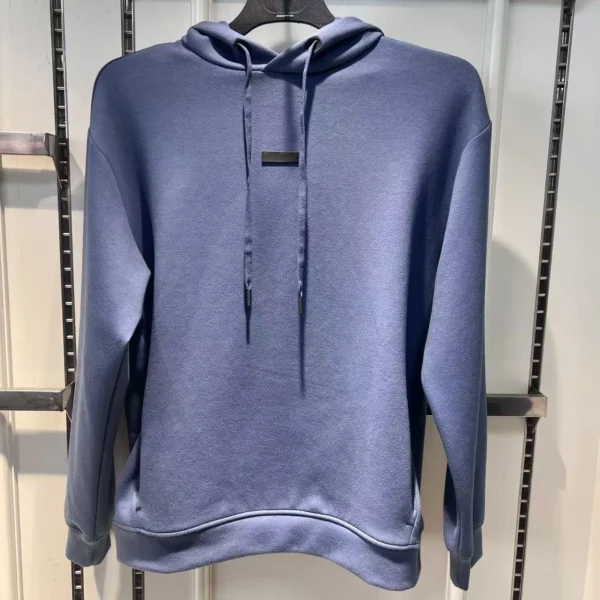 Men’s Blue Hoody | 290g Double-Faced Recycled Polyester + Cotton + Spandex | Bulk Wholesale
